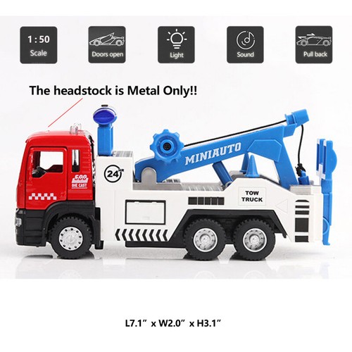 Traffic Wrecker Tow Truck Trailer 1:50 Diecast Model Car Metal Vehicle Toy Cars - Picture 2 of 10