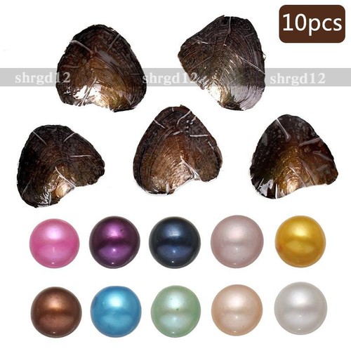 10pcs 7-8mm Natural Akoya Pearl Oysters Real Pearl Bulk Freshwater Pearl Gift US - Picture 2 of 8