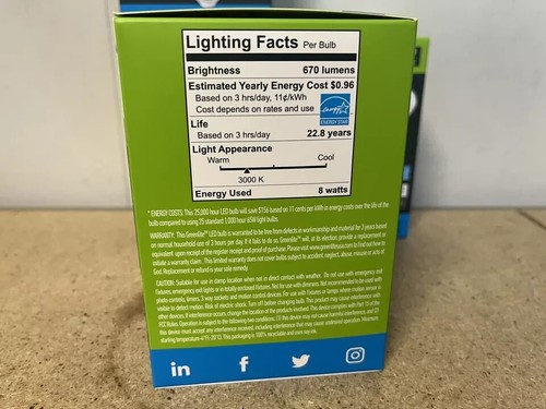 4 Pack Greenlite Motion Sensor LED 8W = 65W BR30 Floodlight Light Bulbs - Picture 4 of 5