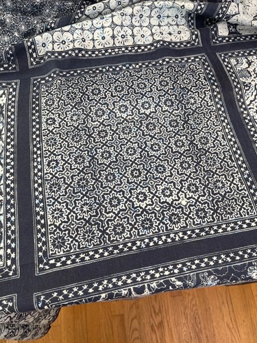 Vintage Indonesian Indigo Cotton Batik Handmade Tablecloth YY949 - Picture 7 of 9