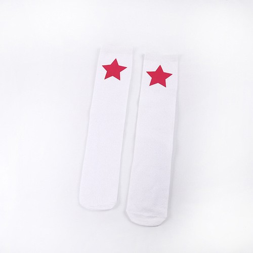 Child Kid Girl Black White Heart Star Socks Over Knee High Stockings Leg Warmer - Picture 24 of 25