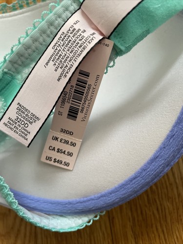 NWT Victoria’s Secret Very Sexy Push-Up Bra 32DD Neon Lace & Mesh Lingerie EUC - Picture 3 of 4