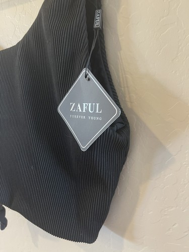ZAFUL Women's Black Tankini Ruched High Waisted Bathing Suit Top Only Xxl New - Picture 2 of 7