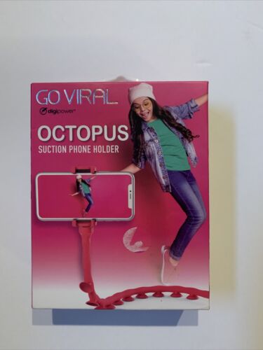 Go Viral Octopus Suction Phone Holder Red Suction Cup Flexible Body New Sealed