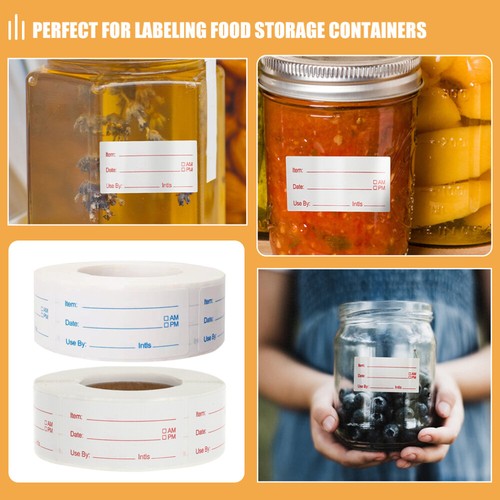 2 Rolls Food Storage Labels for Party Buffet Kitchen Containers Dating - Picture 4 of 12