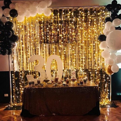 2M Metallic Fringe Tinsel Curtain Foil Backdrop Streamer Event Party Drop AUS - Picture 7 of 53