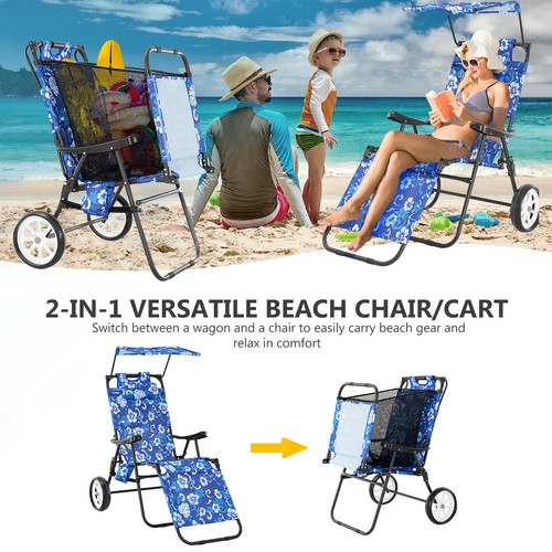 Silla de Playa Plegable 2 en 1 SLSY para Adultos, Silla de Playa Resistente con Pantalla de Toldo - Imagen 3 de 44