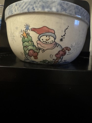 Vintage Snowman Round Shaped Nesting Bowl Mixing Bowl Ceramic 6.5" x 3.25" - Picture 2 of 5