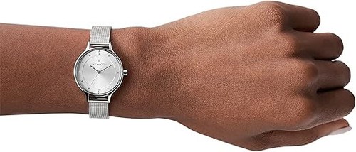 Skagen Anita lille Wrist Watch for Women Silver Stainless Steel Mesh Band - Picture 6 of 6