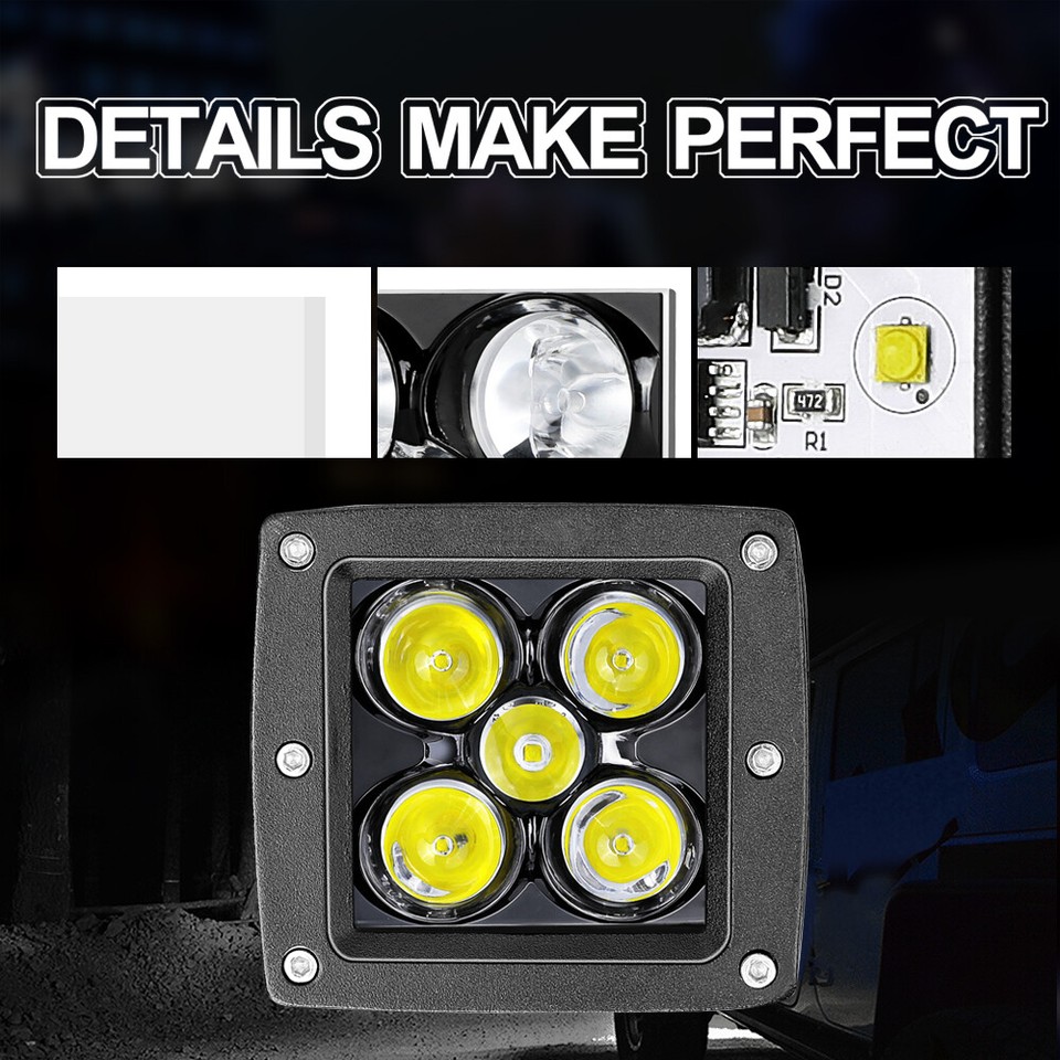 2X 3"inch LED Work Light Bar Spot Cube Pods Driving Fog Lamp Off Road ...