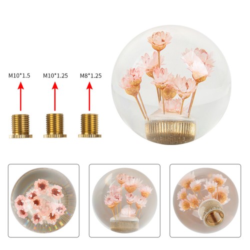 Universal JDM Round Ball Crystal Real Flowers Manual Gear Shift Knob Shifter - Picture 3 of 16