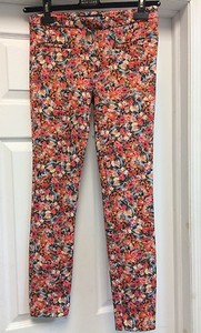 rode S dames slanke Sz 26 bloemen Zara broek fOq4zxF