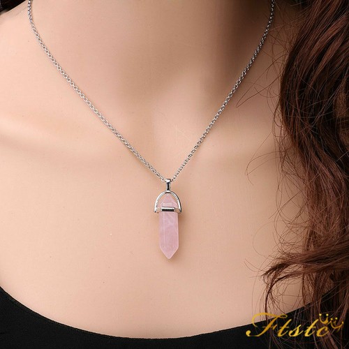 Hexagonal Crystal Yoga Point Chakra Healing Bullet Silver Pendant+Necklace+Pouch - Picture 44 of 53