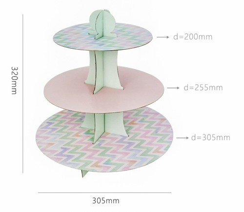 2PK 12'' 3 Livelli Cupcake Stand Porta Muffin Cartone Porta Torte Festa Compleanno - Foto 8 di 23