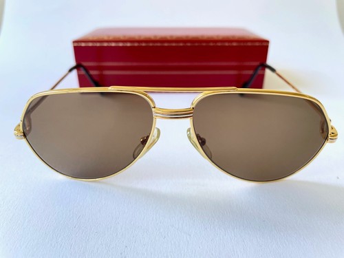 Gafas de sol vintage CARTIER VENDOME Louis LC oro 22K PEQUEÑAS 56*14 Santos Tank - Imagen 6 de 18