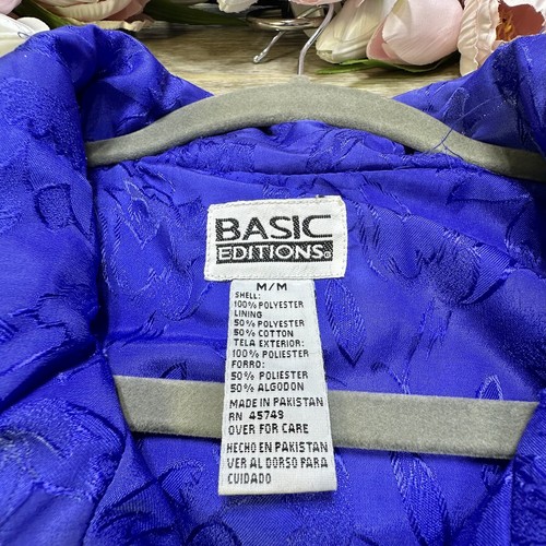 Vintage Windbreaker Jacket Womens Size Medium Full Zip Blue Basic Editions 90s - Picture 3 of 13
