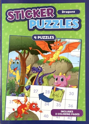 sticker puzzles  4 puzzles 2 coloring pages one book