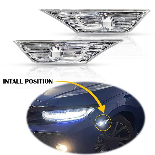 Pair Clear LED Side Lamp Turn Marker Signal Light For Honda Civic 2016-20 2021 - Picture 9 of 12