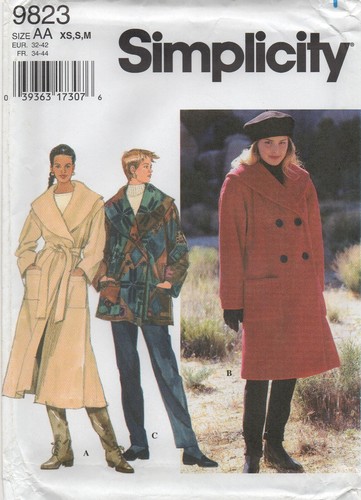 Simplicity Sewing Pattern 9823 Lined Coat or Jacket A-line Shawl Size 6 - 16 New - Picture 1 of 13