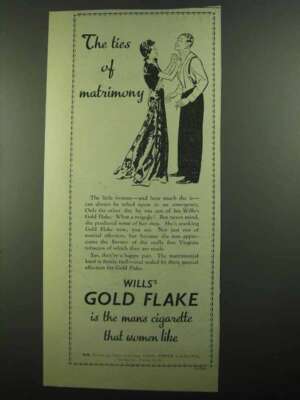 wills cigarette advertisement 1939 Wills's Gold Flake Cigarette Ad, Ties of Matrimony