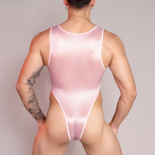 Men's Glossy Jumpsuit See Through Bodysuit High Cut Underwear Catsuit Nightwear - Picture 31 of 59