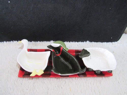 Boston Warehouse Country Animals Condiment Serving Set, Serving Tray Included - Picture 3 of 12