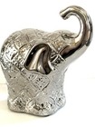 Elephant Figurine Sculpture  Ceramic Home & Garden Decor 6x5.25 Silver