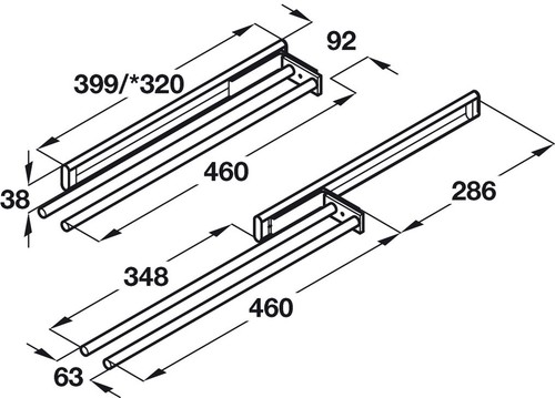 Superb Quality Pull Out Kitchen Towel Holder Rail 2 ARM 460 mm High Quality - Picture 4 of 4