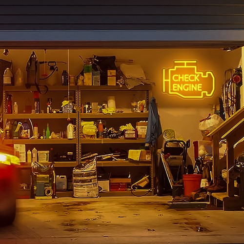 Check Engine shape Neon Sign Garage Decor LED Light Dimmable USB Neon Car Repair - Picture 4 of 8