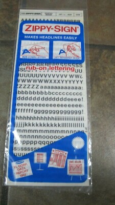 ZIPPY-SIGN ~ HELVETICA MED. ~ 20 PT, 7/32'', .56 CM ~ BLACK LETTERS ~ NEW, SEALED