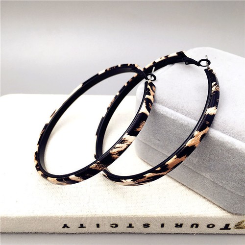 2025 Vintage Resin Leopard Print 925 Silver Big Hoop Earrings Jewelry For Womens - Picture 17 of 21