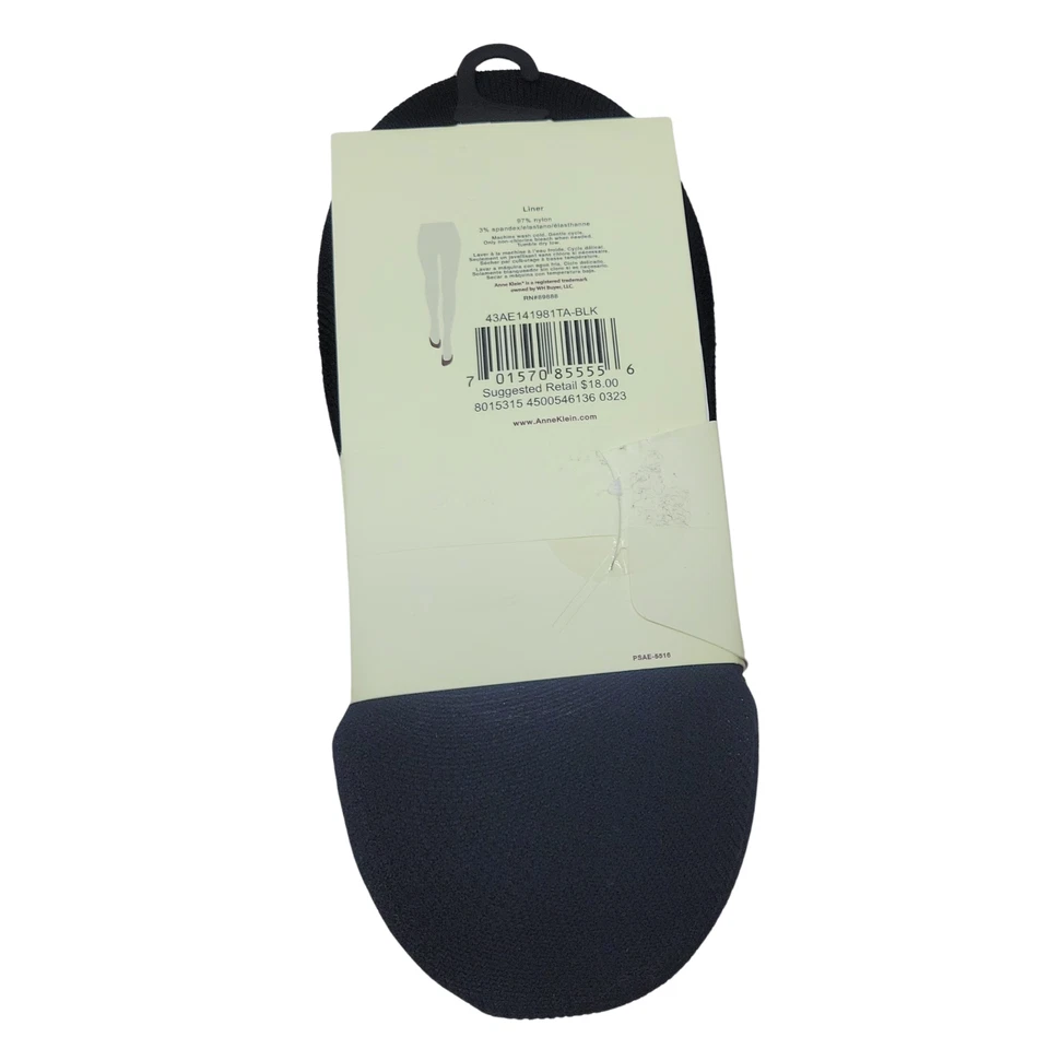 Calcetines Anne Klein para mujer No-Show negros antideslizantes forro talla única calzado informal paquete de 6 Foto 3 de 4