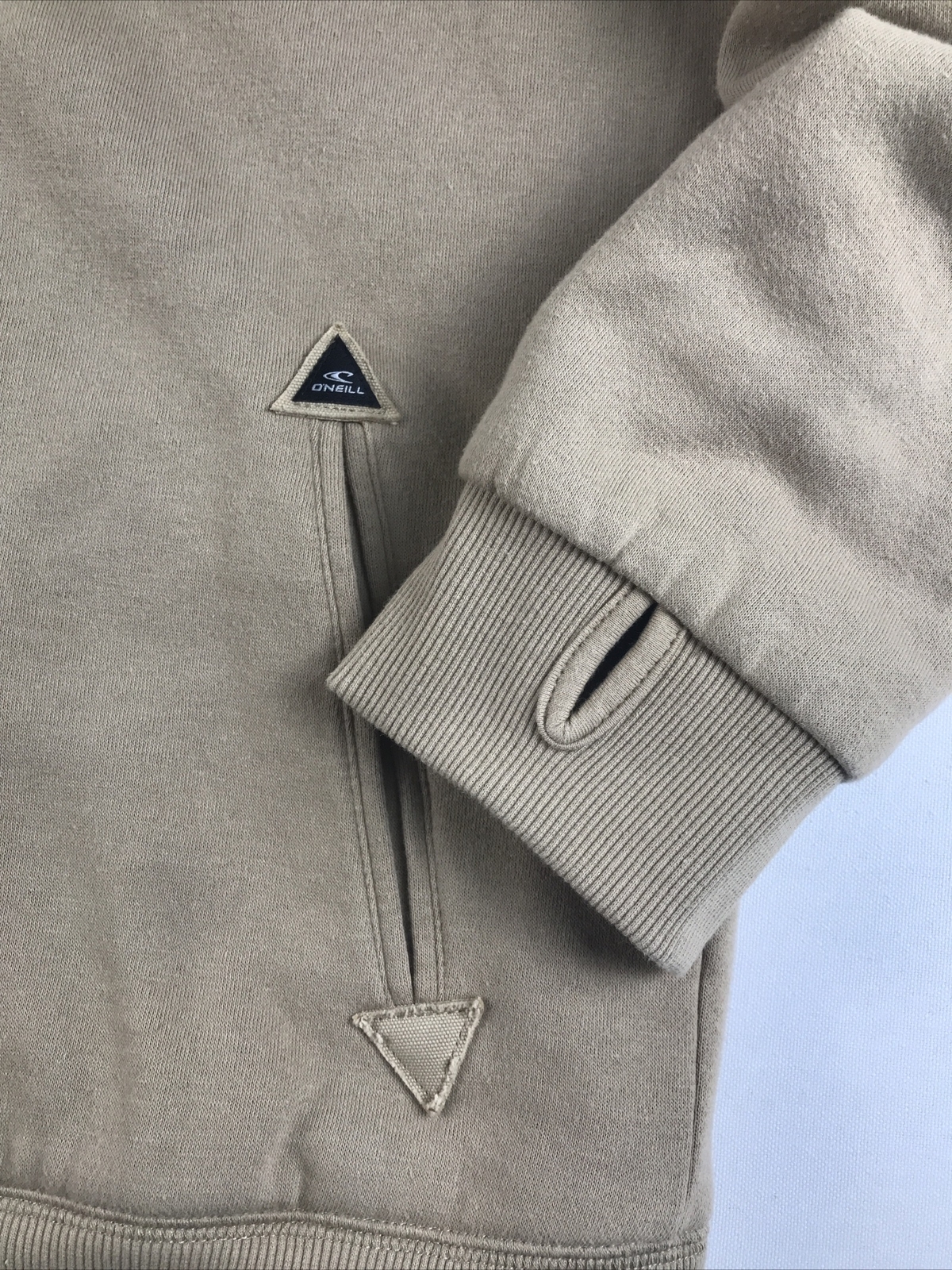 Oneill Mens Large Thick Heavy Sweatshirt Jacket Beige Full Zip Sherpa Lined image 7