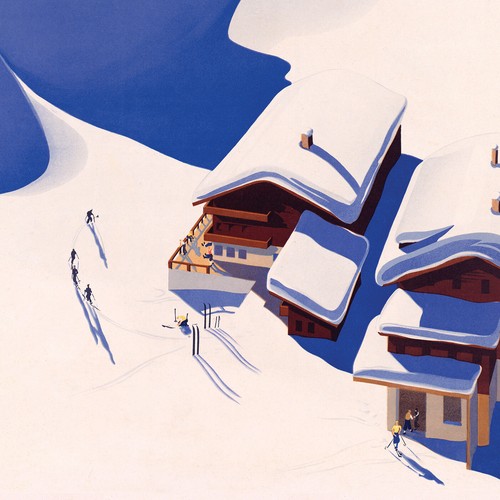 Poster Austria, 1930s | 22x34" Big size A1 | Skiing, winter resort - Picture 3 of 4