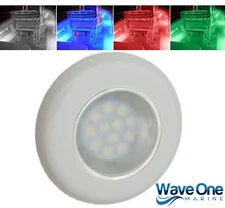 Wave One Marine | LED RGBW 3" Flush Mount WHITE Courtesy Boat RV Light