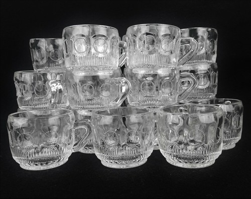 Antike US Glas Manhattan Klar Bowle Schale mit 24 passenden Tassen & Glaskelle - Bild 6 von 12