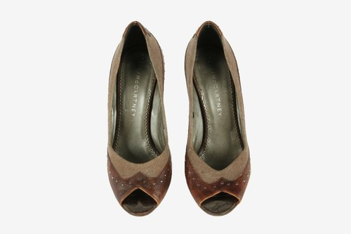 STELLA McCARTNEY Leather Stiletto Heel Shoes Open Peep Toe UK Size 4.5 Euro 37.5 - Picture 2 of 5
