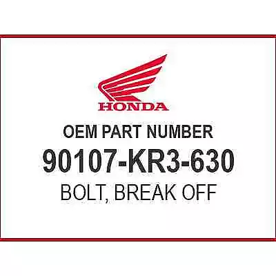 Honda BOLT (6MM) 90107-KR3-630 OEM NEW