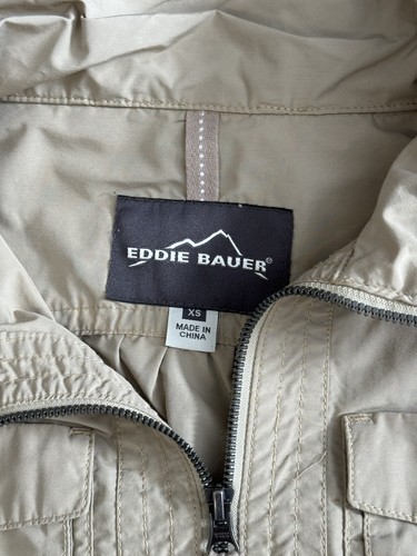 Chaqueta utilitaria Eddie Bauer para mujer XS beige tostado con capucha cremallera completa 4 bolsillos múltiples  - Imagen 5 de 14