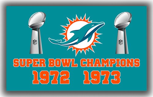 Miami Football Champions Memorable Flag 90x150cm 3x5ft Dolphins Fan best Banner - Picture 1 of 6