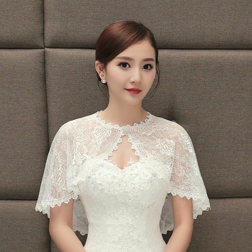 Bridal Lace Shrug Bolero Cape Wrap Jacket Shawl Capelet Tippet Wedding 5 Color - Picture 2 of 15