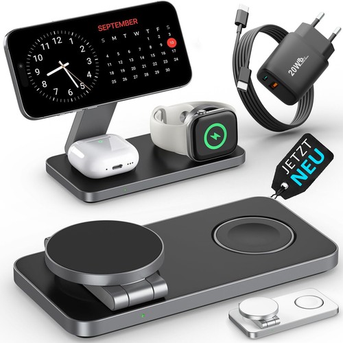 Ladestation iPhone Apple Watch 3in1 MagSafe Ladegerät Induktive Wireless Charger - Bild 38 von 46
