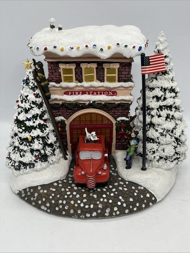 Thomas Kinkade 2019 Estación de Bomberos de Navidad de First Responder probada funciona - Imagen 1 de 8