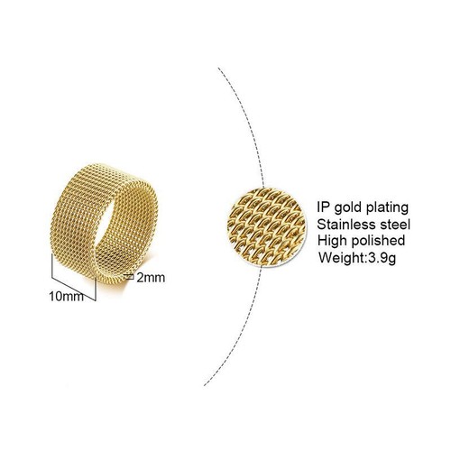Anello Tessuto in Rete Elastica - Cerchio Anelli Acciaio Inox Gioielli Moda Unisex - Foto 2 di 18