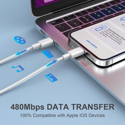 Onn 6.6FT USB-C to 8 Pin Connector Charging Cable for Apple White  Fast Charger - Picture 10 of 11