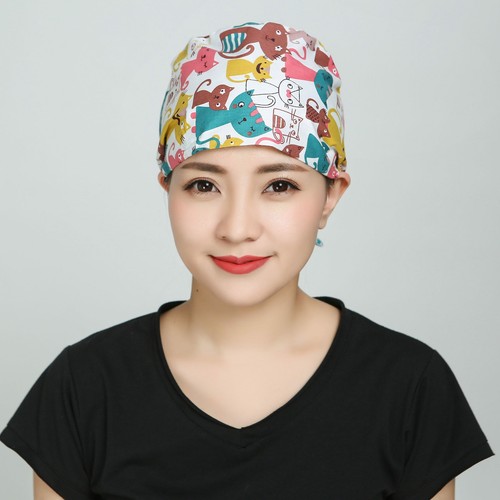 Doctors Nurse Hat Adjustable Floral Printed Bouffant Cap Hair Cover Worked Scrub - Picture 361 of 442