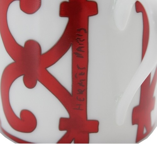 Hermes Guadalquivir Red Espresso Coffee Cup Saucer Tableware 2 set Auth New Box - Picture 5 of 10