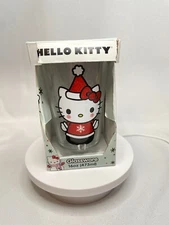 NEW Hello Kitty Christmas Santa Clause Glassware Tumbler Pint  Glitter 16oz NOS