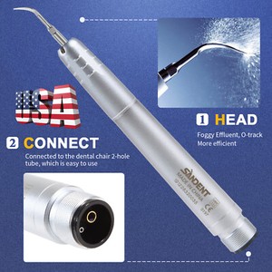 SANDENT Dental Ultrasonic Air Perio Scaler Handpiece Hygienist 2Hole 3 Tips US