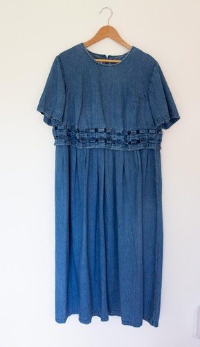 Coldwater Creek Tiered short sleeve denim lattice dress Womens 1x, Medium wash - Picture 1 of 6